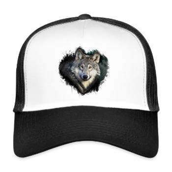 Wolf Love - Trucker Cap - white/black - Front