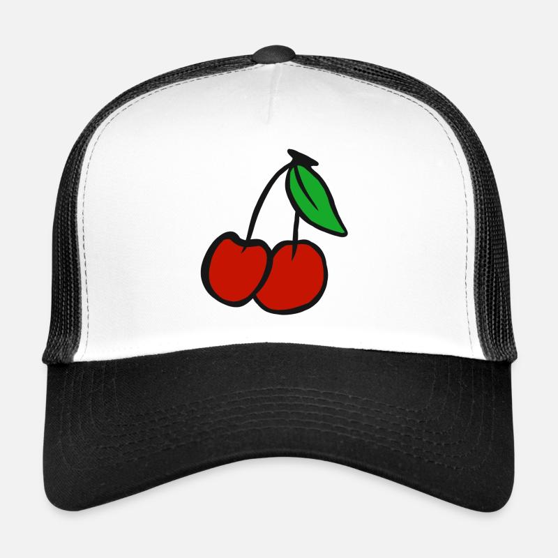 Kirsche Obst Kirschen Obstgarten Gesund Frucht - Trucker Cap - Weiß/Schwarz