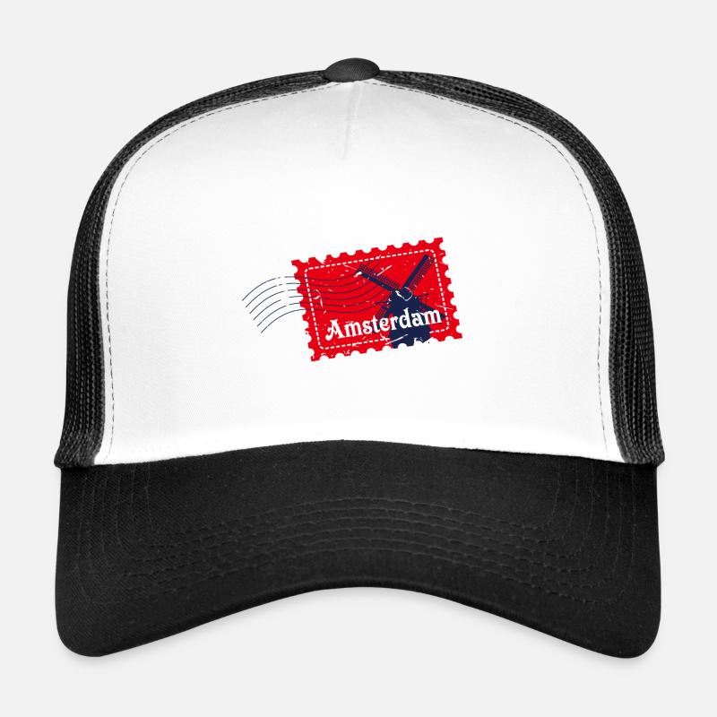Badge de timbre souvenir voyage Amsterdam Pays-Bas Casquette trucker 