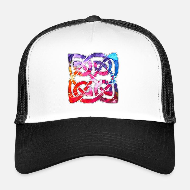 Colorful celtic knot design - Trucker Cap - white/black