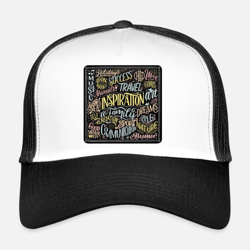 Mix of Multicolored Positive Typography - Trucker Cap - white/black