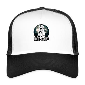 Free party sound system techno chug - Trucker Cap - white/black - Front