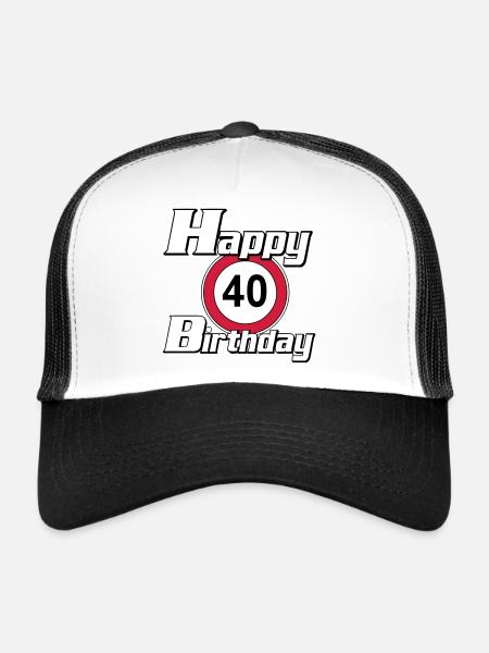 40.Anniversaire , 40 Ans , Joyeux Anniversaire 40 (25) - Casquette trucker  - blanc/noir - Devant