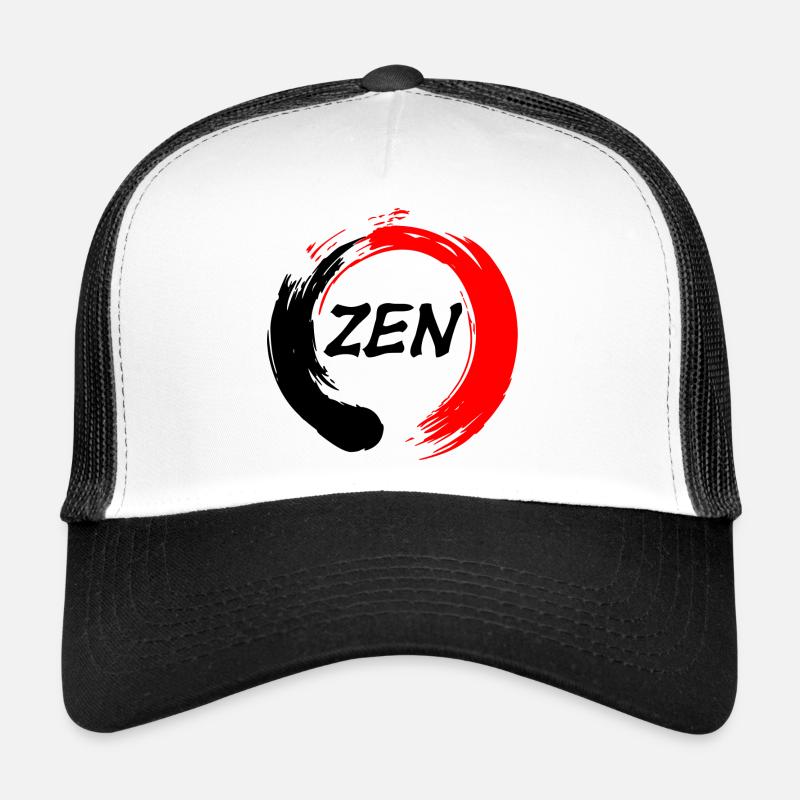 Zen écrit en enso zen cercle rouge et noir Casquette trucker 