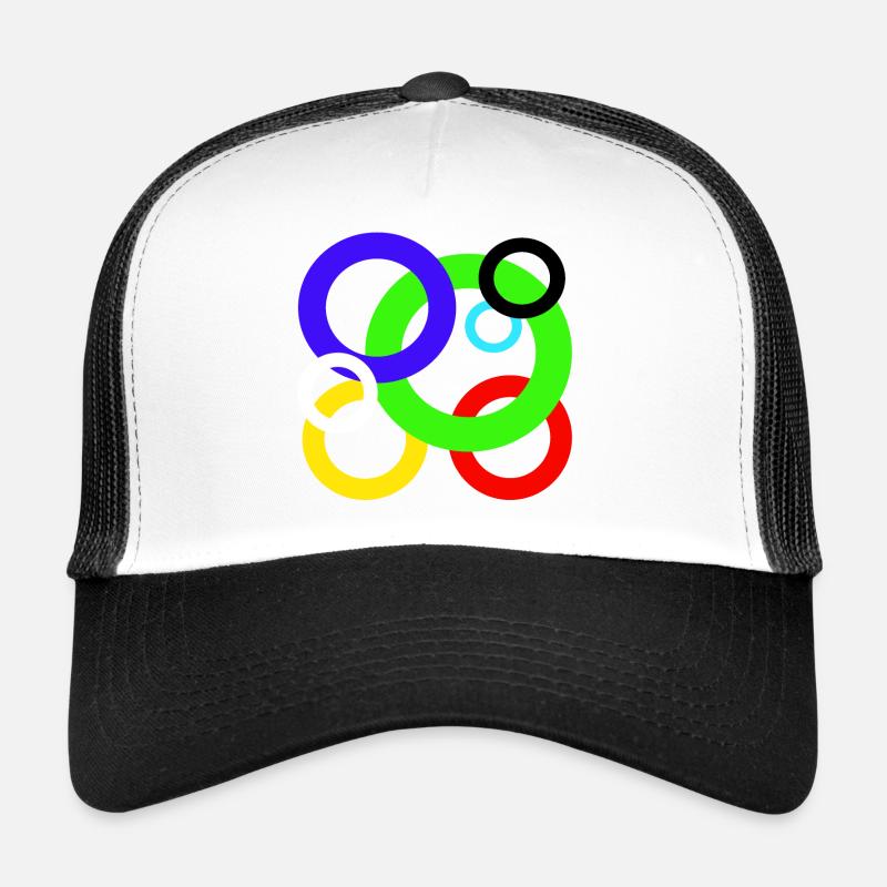 Design Farbige Ringe - Trucker Cap - Weiß/Schwarz