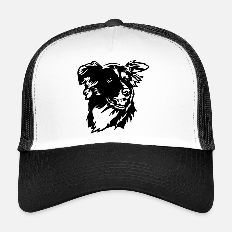 Border Collie Kopf - Trucker Cap - Weiß/Schwarz