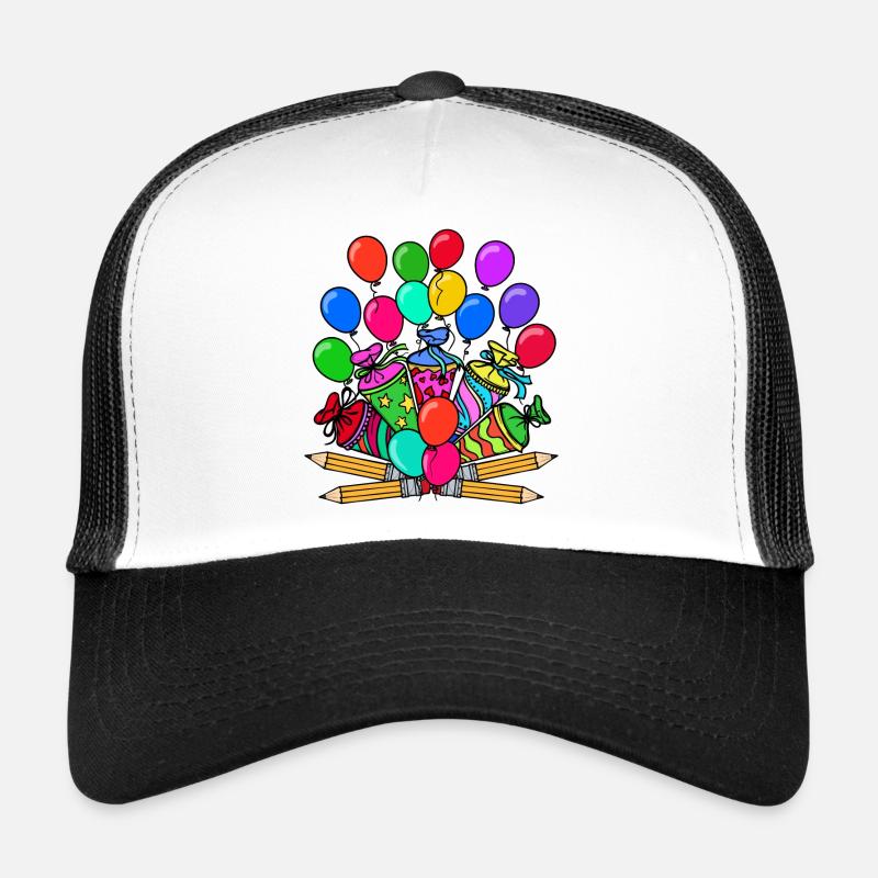 Schule Schultag Schulkind Schulbeginn Schultüte - Trucker Cap - Weiß/Schwarz