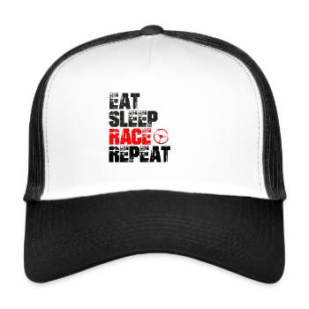 Eat sleep race repeat - Casquette trucker  - blanc/noir - Devant