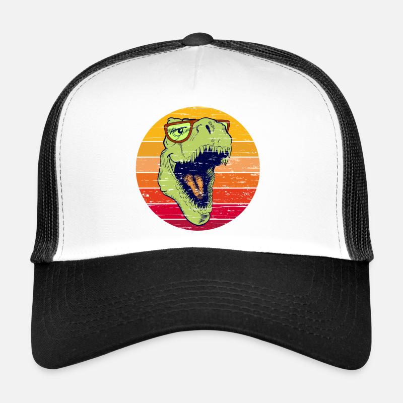 Lustiger T-Rex mit Brille | Dino mit Brille - Trucker Cap - Weiß/Schwarz