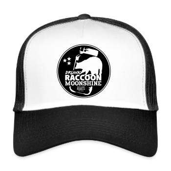 Drunk Raccoon Moonshine (black) - Trucker Cap - white/black - Front