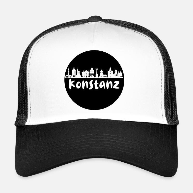 konstanz, skyline, kreis, scherenschnitt, schwarz Trucker Cap