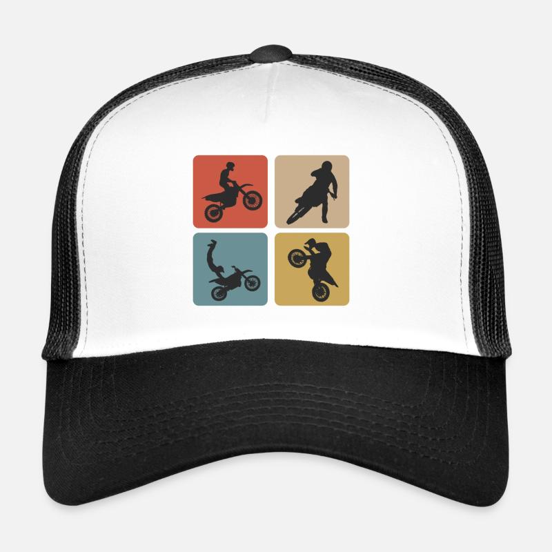 Motorcross Vintage Design / Geschenkidee - Trucker Cap - Weiß/Schwarz
