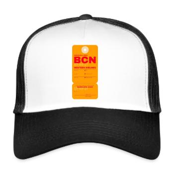 Barcelona - Airline ticket - Trucker Cap - white/black - Front