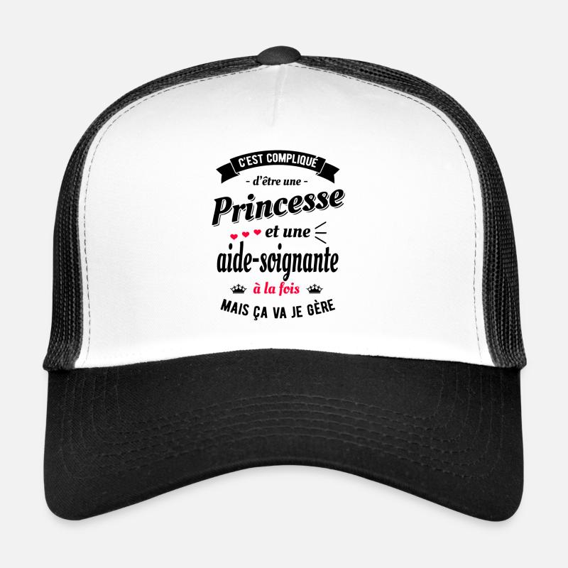 PRINCESSE ET AIDE SOIGNANTE - Casquette trucker  - blanc/noir