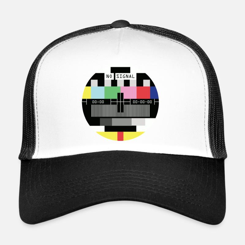Test Pattern Pixel Art T-Shirt TV - Trucker Cap - white/black