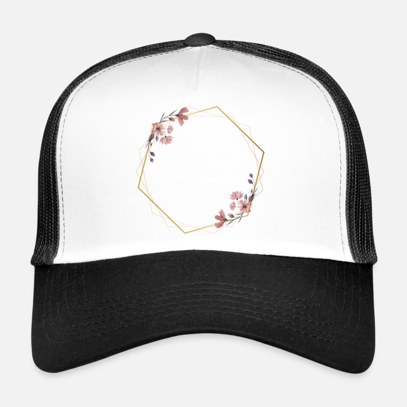 Élégance géométrique avec des fleurs roses Casquette trucker 