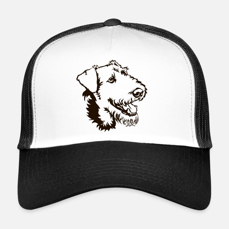 Airedale Terrier Kopf - Trucker Cap - Weiß/Schwarz