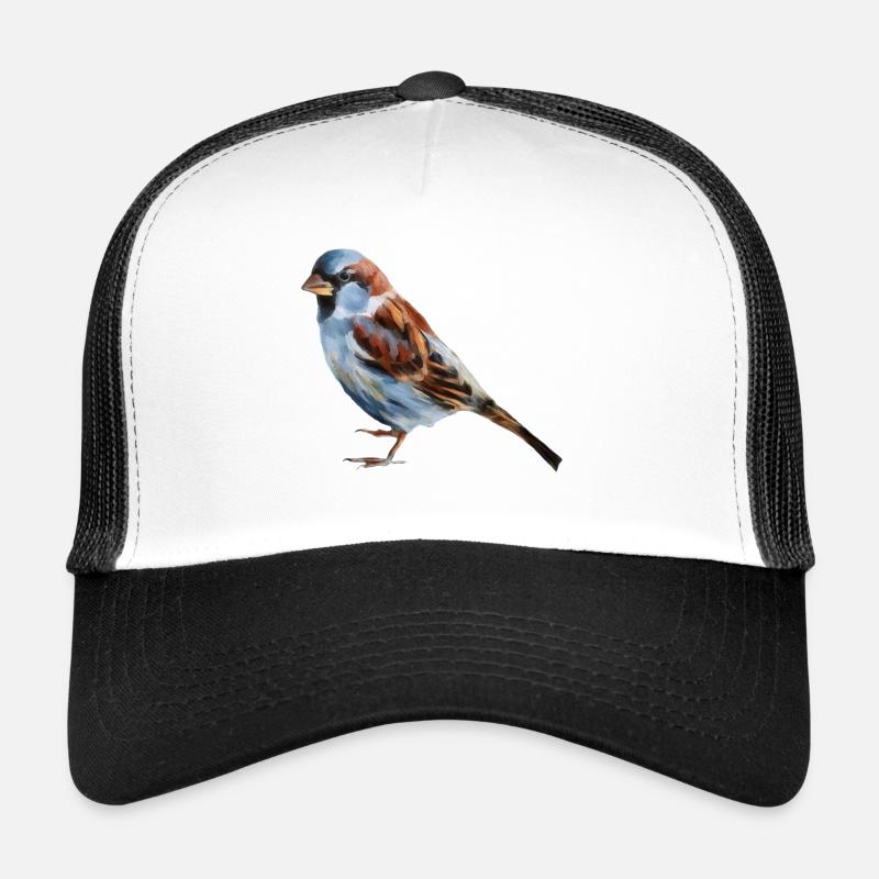 Vogel Spatz  - Trucker Cap - Weiß/Schwarz