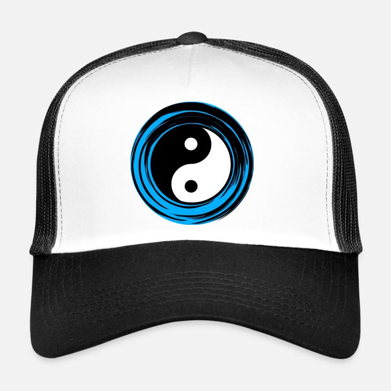 Yin-Yang Blau - Trucker Cap - Weiß/Schwarz