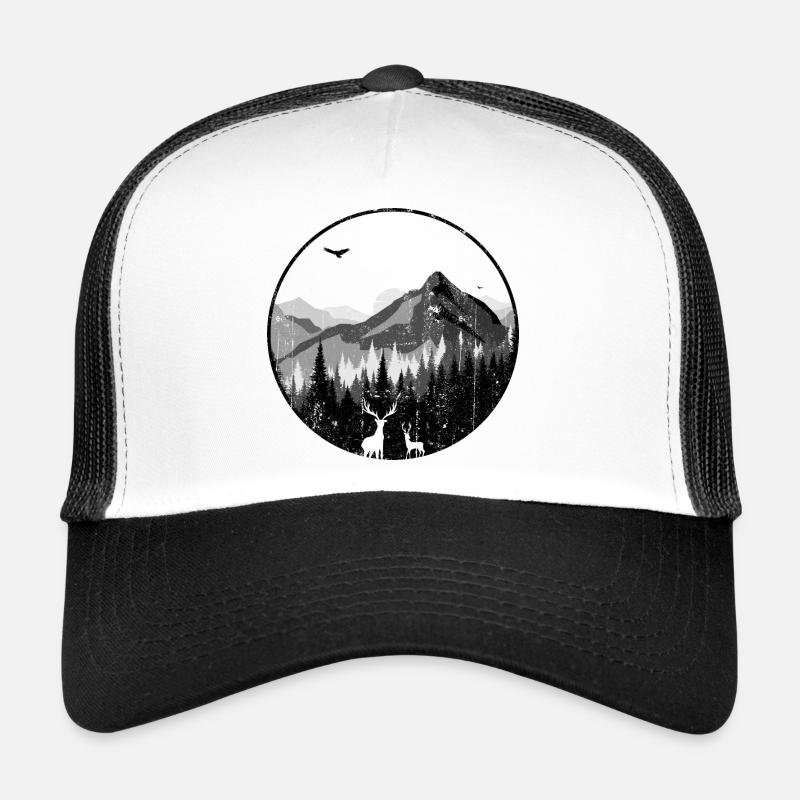 Mountain Dawn Deer Silhouettes Trucker Cap