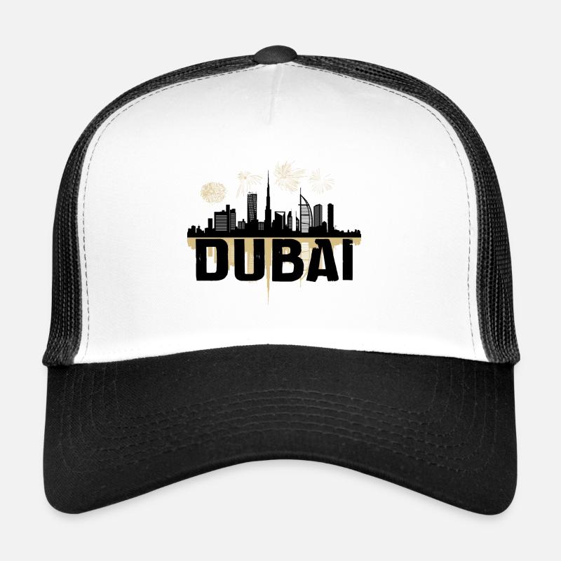 Feuerwerk Dubai Skyline Khalifa - Trucker Cap - Weiß/Schwarz