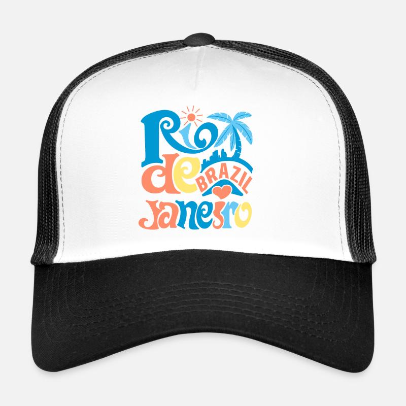 Rio de Janeiro Brasilien Typographie - Trucker Cap - Weiß/Schwarz