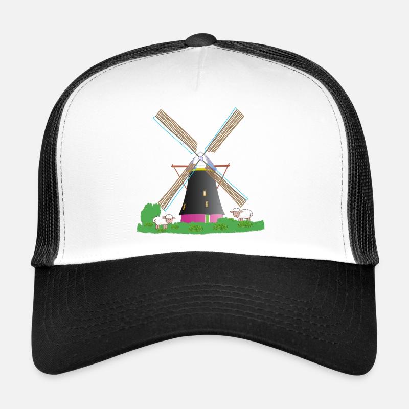 Moulin à vent avec des moutons Casquette trucker 