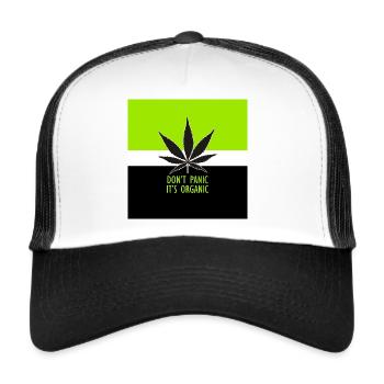 Don't Panic It's Organic Marijuana Hemp Cannabis 1 - Trucker Cap - white/black - Front