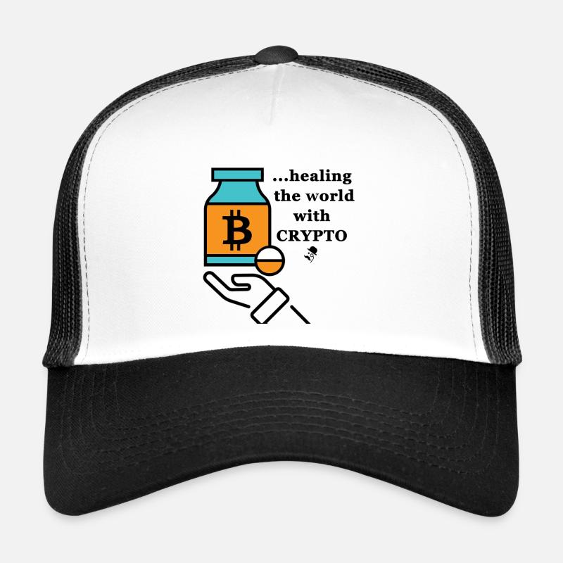Bitcoin Icon Meme - Trucker Cap - Weiß/Schwarz