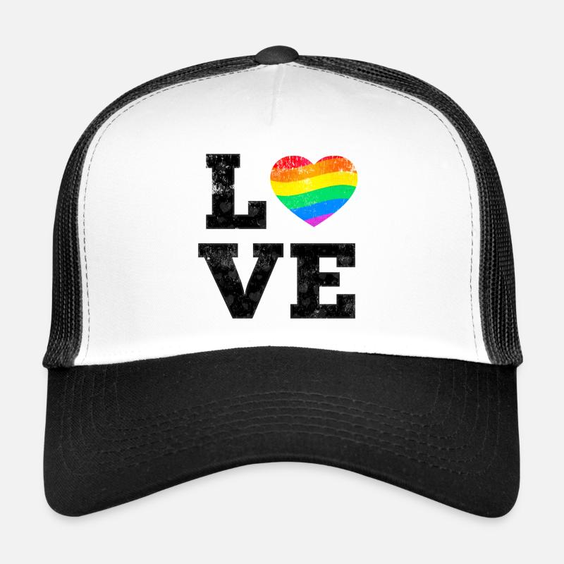 Love Pride Rainbow Heart - Trucker Cap - white/black