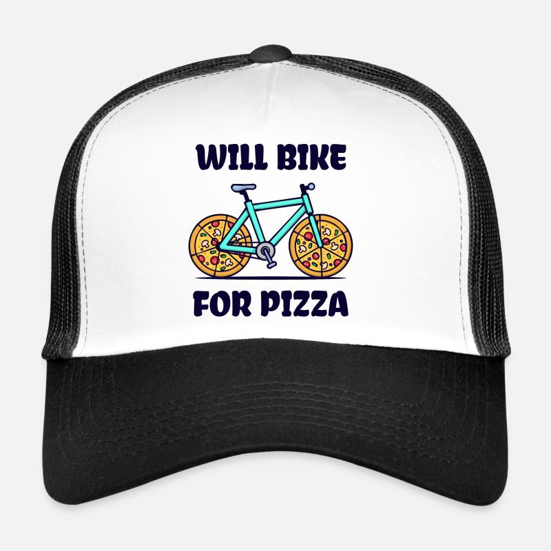 Lustig Pizza Biker Fahrrad Statement Bmx - Trucker Cap - Weiß/Schwarz