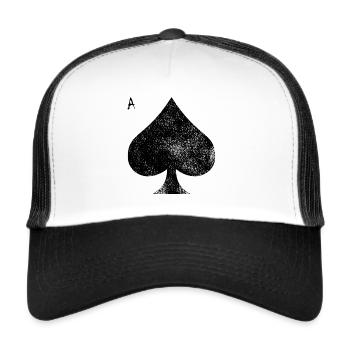 As de pique carte à jouer poker casino - Casquette trucker  - blanc/noir - Devant