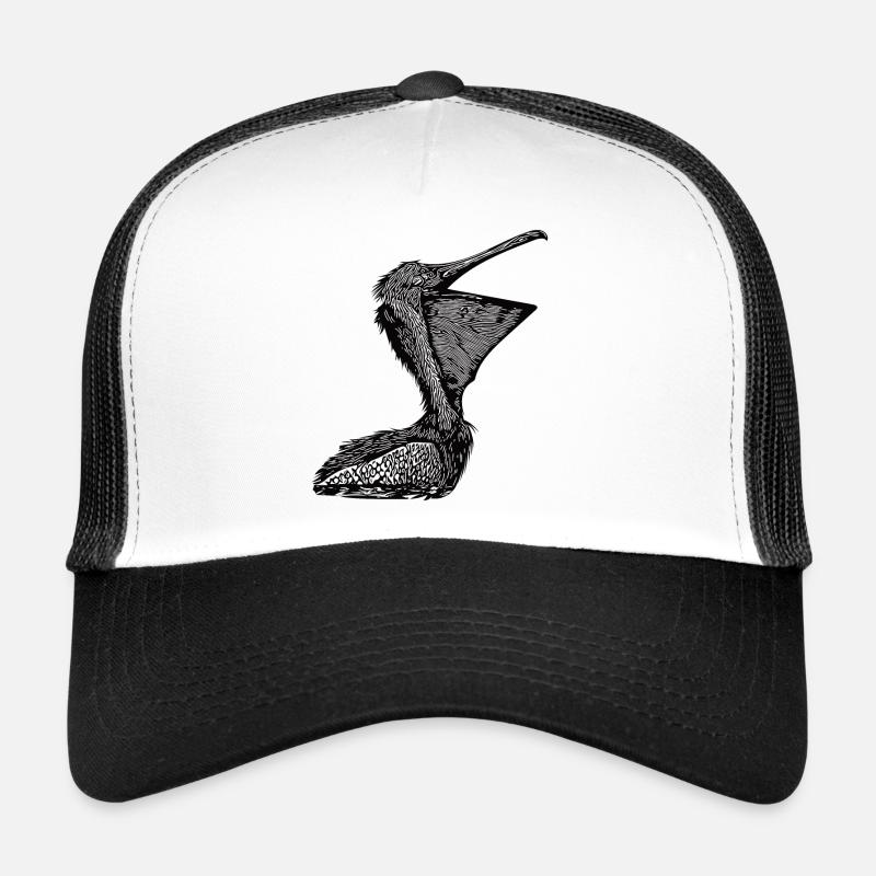 Vintage Pelikan Seevogel - Trucker Cap - Weiß/Schwarz