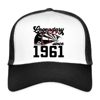 65. GEBURTSTAG DART LEGENDE LEGENDARY SINCE 1961 - Trucker Cap - Weiß/Schwarz - Vorne