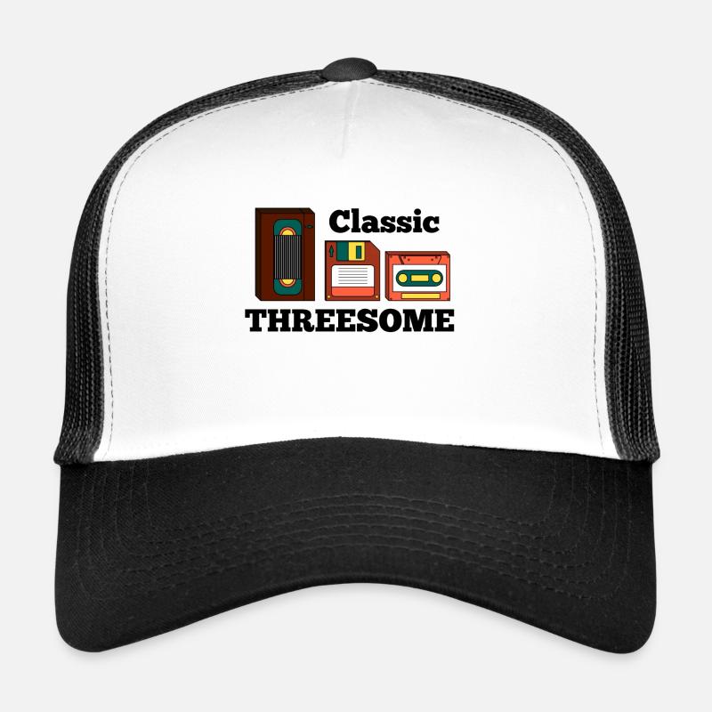 Rétro Old School Analogique - Casquette trucker  - blanc/noir