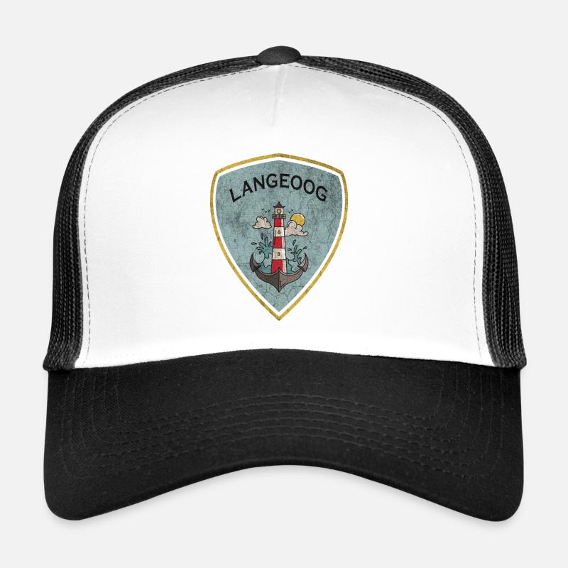 Conception du phare des armoiries de Langeoog - Casquette trucker - blanc/noir