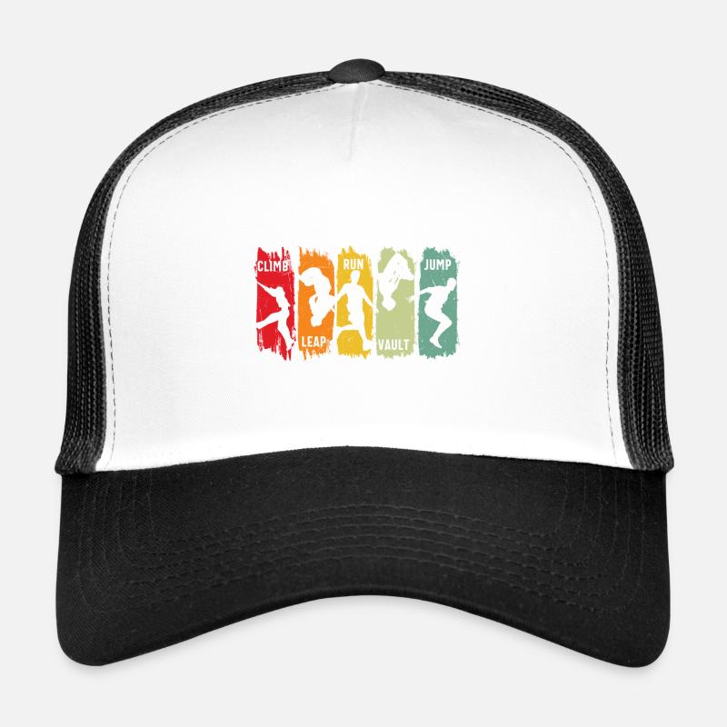 Parkour Free Running Climb Leap Run Vault Jump - Trucker Cap - white/black