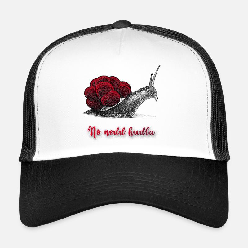 Schnecke mit Bollenhut und Schwäbischem Spruch - Trucker Cap - Weiß/Schwarz