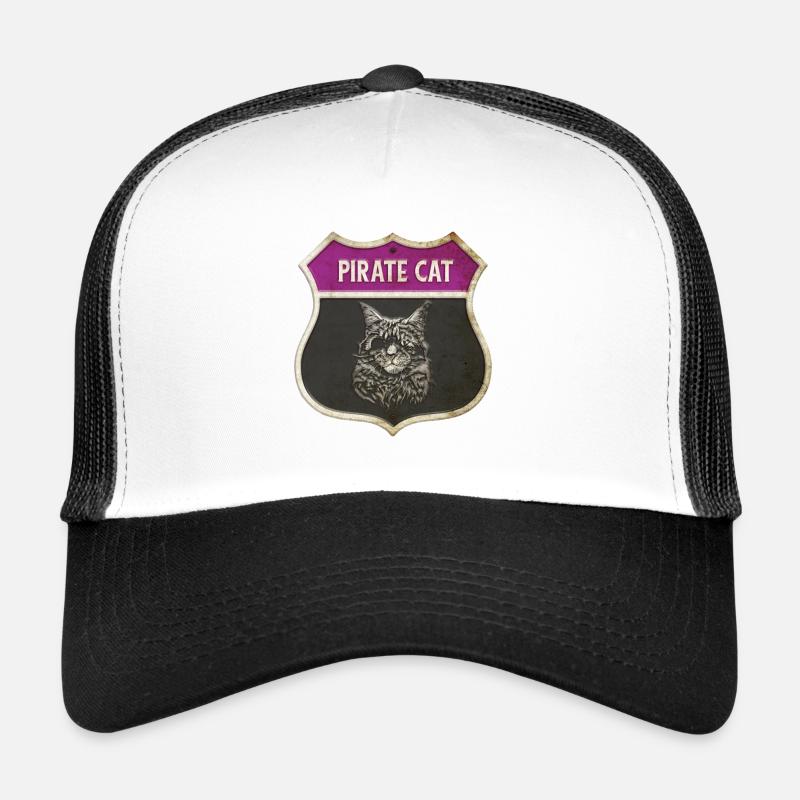 Cat Pirate Crest Design Trucker Cap