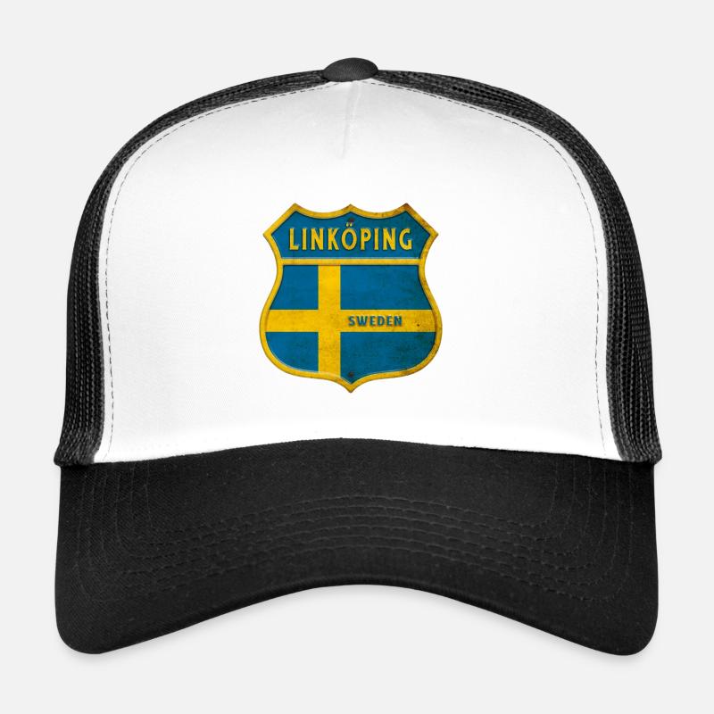 Linköping Schweden Wappen Flaggen - Trucker Cap - Weiß/Schwarz