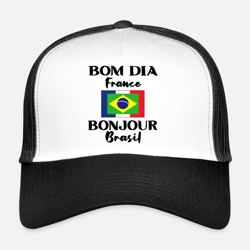 Brasilien Frankreich Flagge Brasilianer Geschenk - Trucker Cap - Weiß/Schwarz