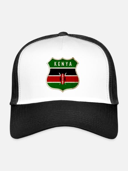 Drapeau armoiries du Kenya - Casquette trucker  - blanc/noir - Devant