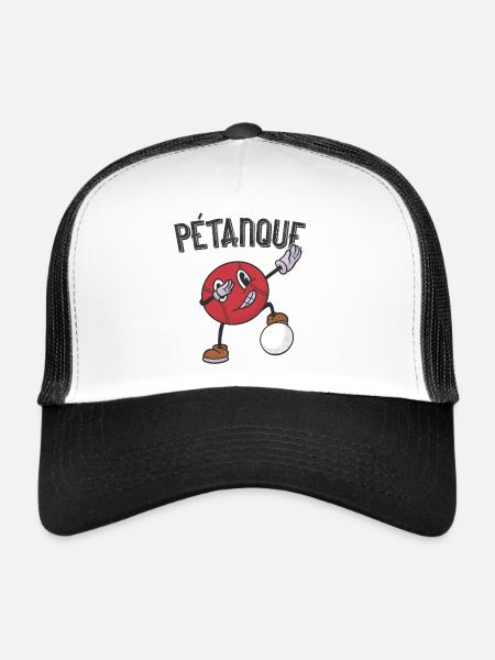 Tenue de pétanque boule pour boule bouler - Casquette trucker  - blanc/noir - Devant
