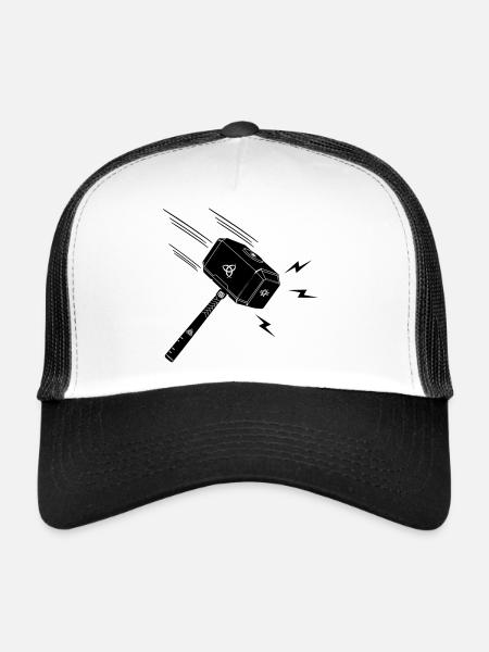 Hammer of thor Thor s hammer Mjolnir lightning stral - Trucker Cap - white/black - Front