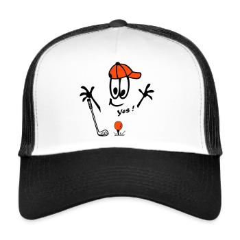 Golf, Comic, Yes - Trucker Cap - white/black - Front