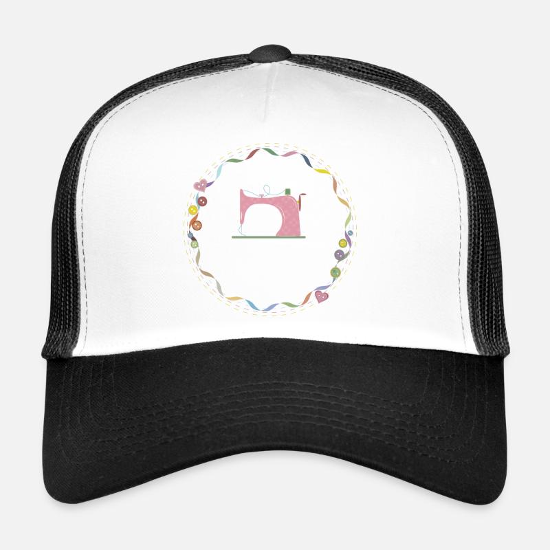 nostalgic colorful sewing machine with buttons Trucker Cap