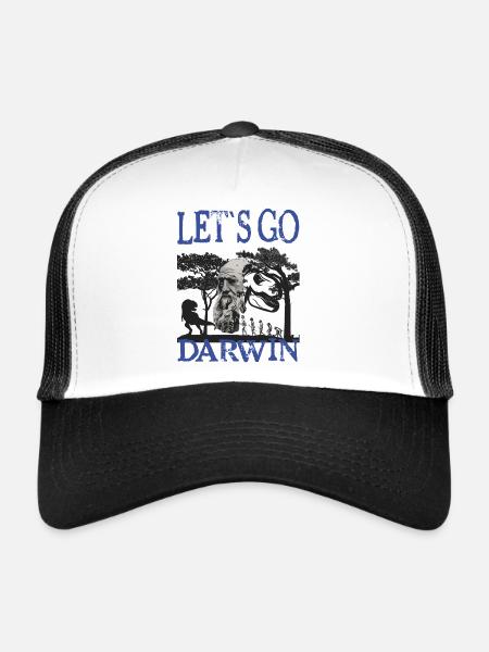 Charles Darwin Evolution textile gift idea - Trucker Cap - white/black - Front