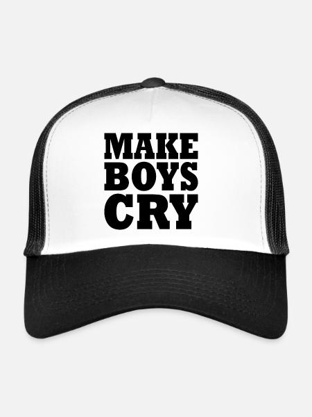 Make boys cry - Casquette trucker  - blanc/noir - Devant