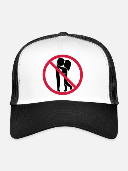 Kissing forbidden sign - Trucker Cap - white/black - Front