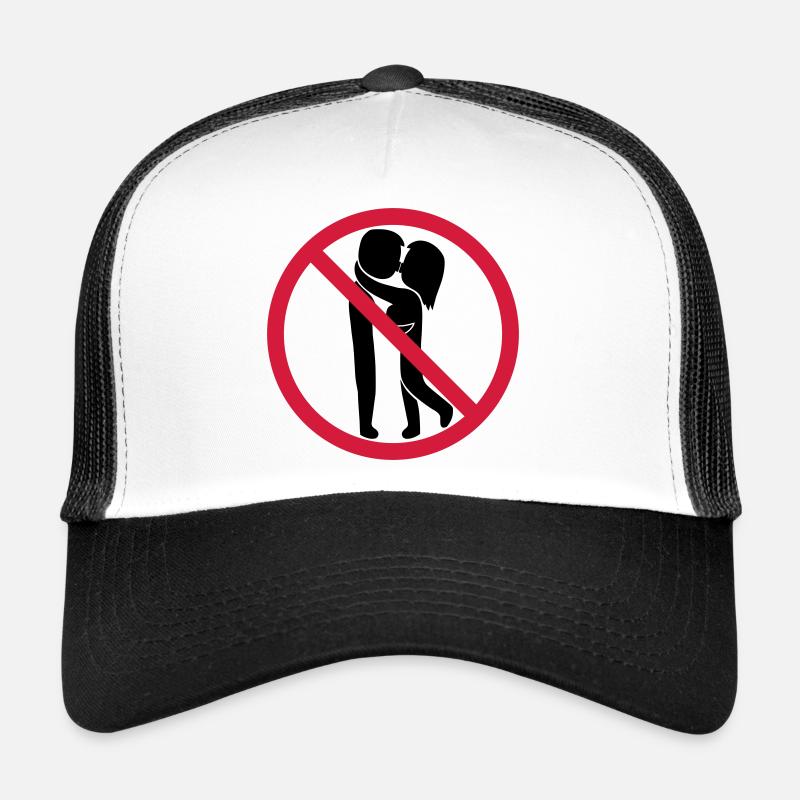 Signe interdit de baiser - Casquette trucker  - blanc/noir